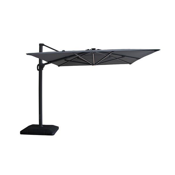 Maze - Aramis Solar LED 3m x 4m Rectangular Rotating Cantilever Parasol with Base - Charcoal Grey product image