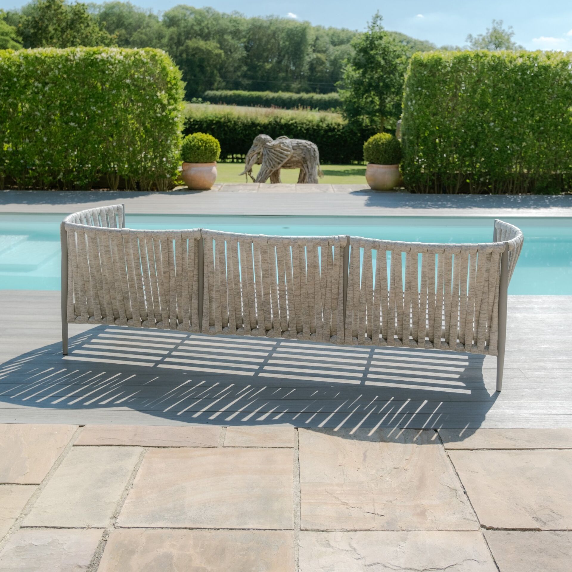 Maze - Milan Rope Weave 3 Seat Sofa Set with Rectangular Coffee Table - Cool Linen product image