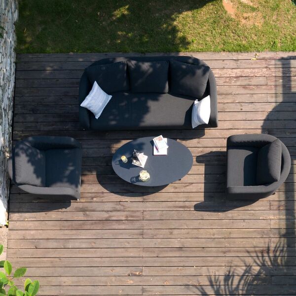 Maze - Outdoor Fabric Ambition 3 Seat Sofa Set with Oval Coffee Table - Charcoal product image