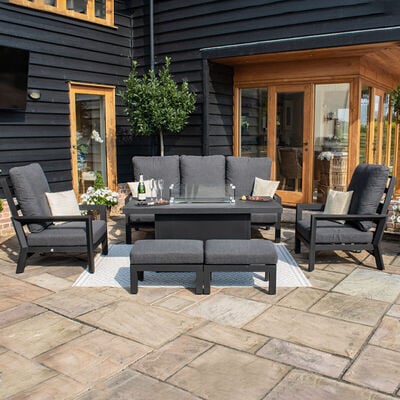Maze - Manhattan Reclining 3 Seat Aluminium Sofa Set with Fire Pit Table & Footstools product image