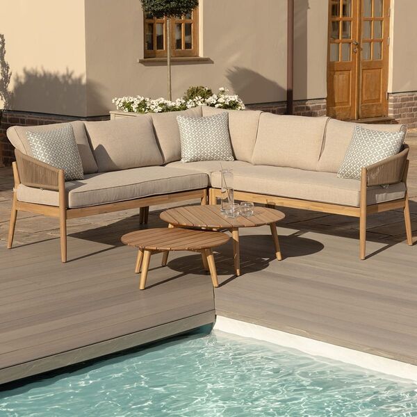 Maze - Porto Rope Weave Corner Sofa Set with Pair of Round Coffee Tables product image