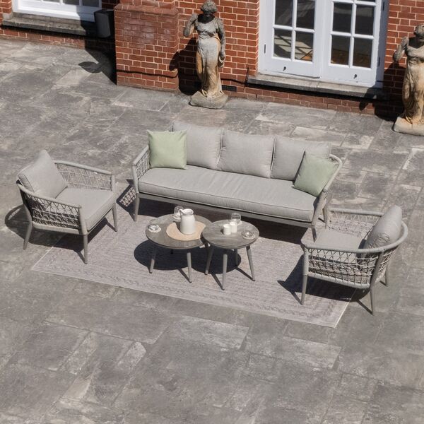 Maze - Monaco Rope Weave 3 Seat Sofa Set with Pair of Round Coffee Tables - Cool Linen product image