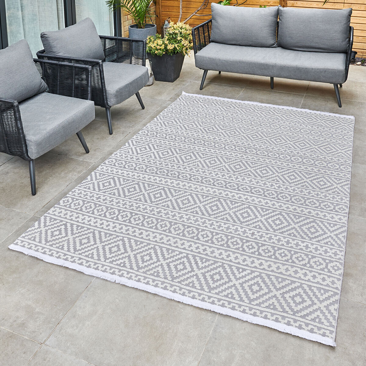 Jazz - Geometric Blue Indoor and Outdoor Rug - 220cm x 160cm | Maze Living