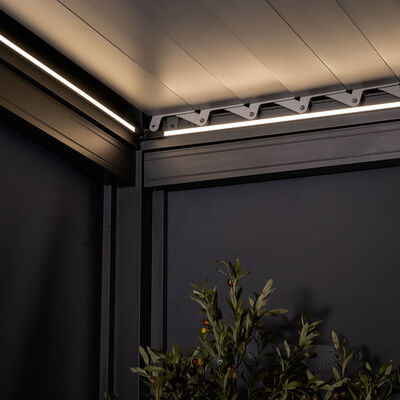 Maze - Solis 3m x 4m Aluminium Garden Pergola with LED Lights & Motorised Retractable Roof product image