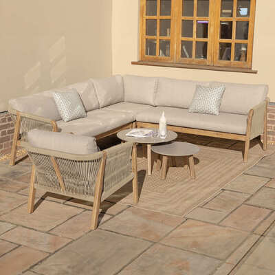 Maze - Martinique Rope Weave Corner Sofa Set with Lounge Armchair & 2 Round Coffee Tables product image