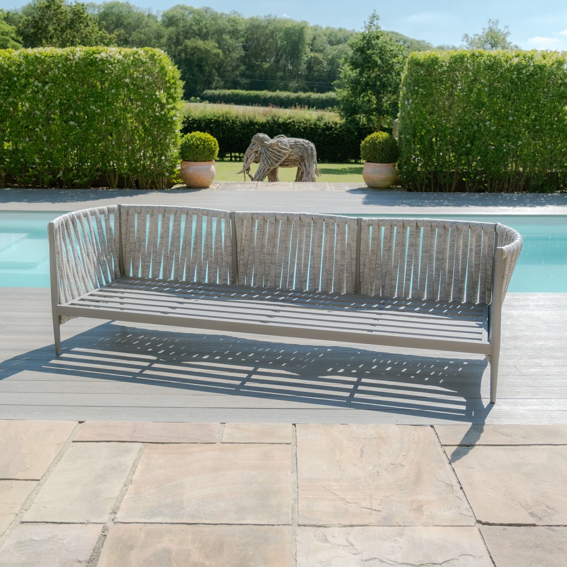 Maze - Milan Rope Weave 3 Seat Sofa Set with Rectangular Coffee Table - Cool Linen product image