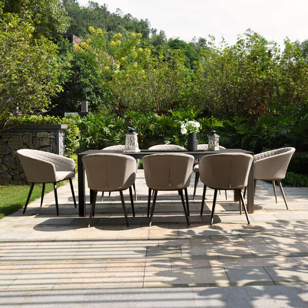 Maze - Outdoor Fabric Ambition 8 Seat Rectangular Dining Set with Fire Pit Table - Taupe product image