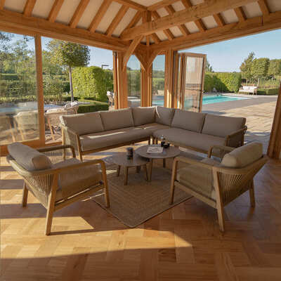 Maze - Martinique Rope Weave Corner Sofa Set with 2 Lounge Armchairs & 2 Round Coffee Tables product image