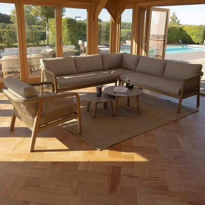 Maze - Martinique Rope Weave Corner Sofa Set with Lounge Armchair & 2 Round Coffee Tables product image