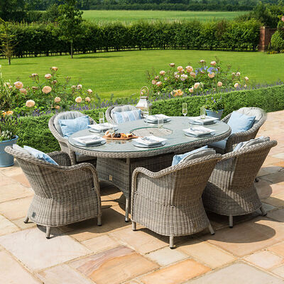 Maze - Oxford Heritage 6 Oval Rattan Dining Set with Ice Bucket & Lazy Susan product image