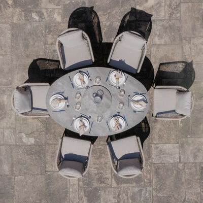 Maze - Monaco Rope Weave 6 Seat Oval Dining Set with Lazy Susan - Cool Linen product image