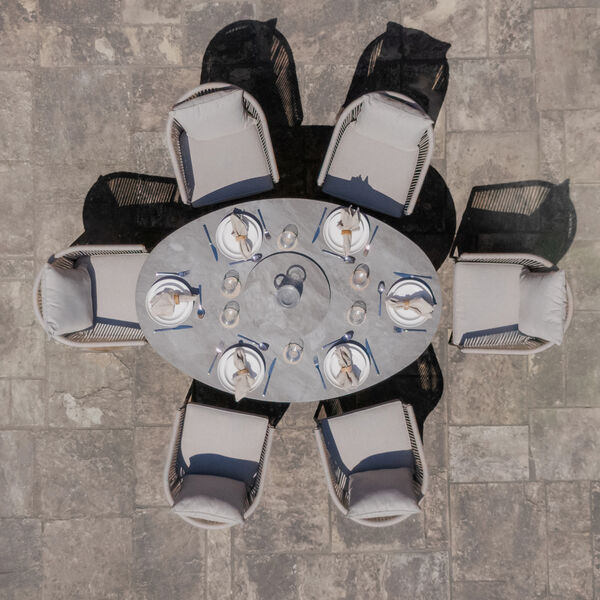 Maze - Monaco Rope Weave 6 Seat Oval Dining Set with Lazy Susan - Cool Linen product image