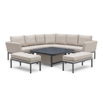 Maze - Outdoor Fabric Pulse Deluxe Square Corner Dining Set with Rising Table - Oatmeal product image