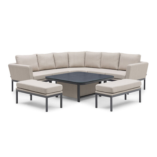 Maze - Outdoor Fabric Pulse Deluxe Square Corner Dining Set with Rising Table - Oatmeal product image
