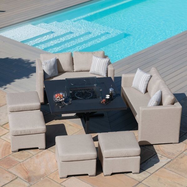 Maze - Outdoor Fabric Fuzion Cube Sofa Set with Fire Pit - Taupe product image