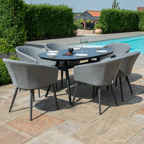 Maze - Outdoor Fabric Ambition 6 Seat Oval Dining Set - Flanelle product image