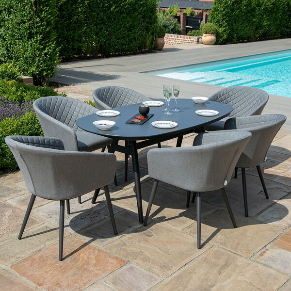 Maze - Outdoor Fabric Ambition 6 Seat Oval Dining Set - Flanelle product image