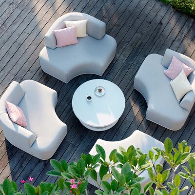 Maze - Outdoor Fabric Snug Lifestyle Suite with Rising Table - Lead Chine product image