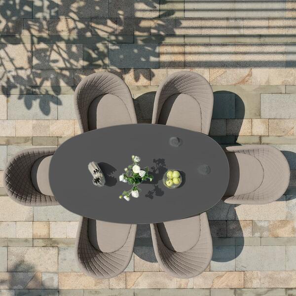 Maze - Outdoor Fabric Ambition 6 Seat Oval Dining Set - Taupe product image