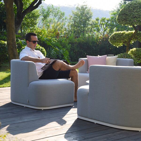 Maze - Outdoor Fabric Snug Lifestyle Suite with Rising Table - Lead Chine product image
