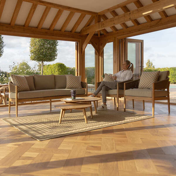 Maze - Porto Rope Weave 3 Seat Sofa Set with Pair of Round Coffee Tables & Armchairs product image