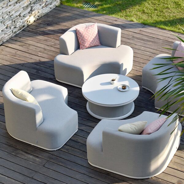 Maze - Outdoor Fabric Snug Lifestyle Suite with Rising Table - Lead Chine product image