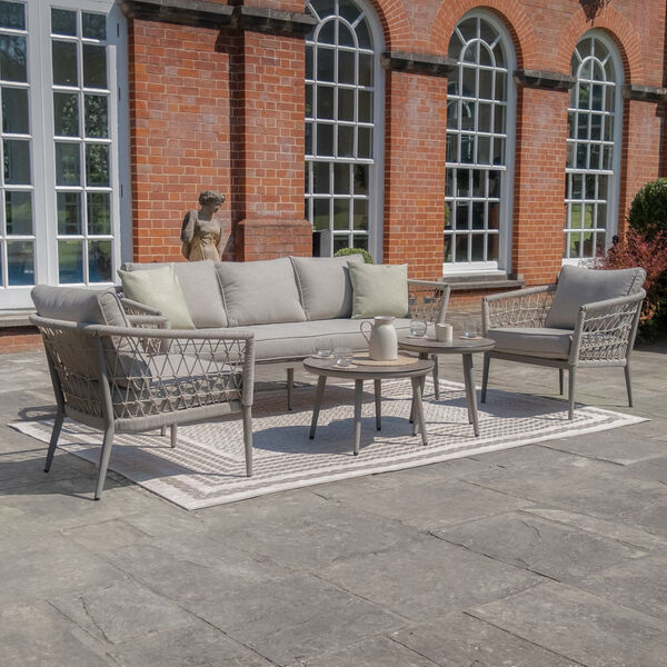 Maze - Monaco Rope Weave 3 Seat Sofa Set with Pair of Round Coffee Tables - Cool Linen product image