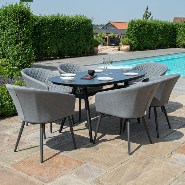 Maze - Outdoor Fabric Ambition 6 Seat Oval Dining Set - Flanelle product image