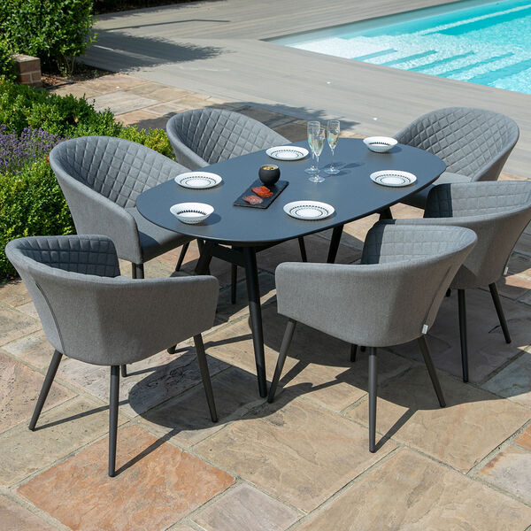 Maze - Outdoor Fabric Ambition 6 Seat Oval Dining Set - Flanelle product image