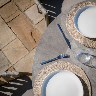 Maze - Milan Rope Weave 4 Seat Round Dining Set with Lazy Susan - Cool Linen product image
