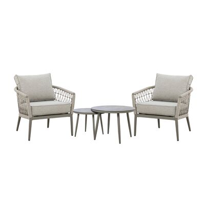 Maze - Monaco Rope Weave Lounge Set with 2 Round Coffee Tables - Cool Linen product image