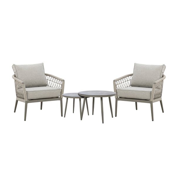 Maze - Monaco Rope Weave Lounge Set with 2 Round Coffee Tables - Cool Linen product image