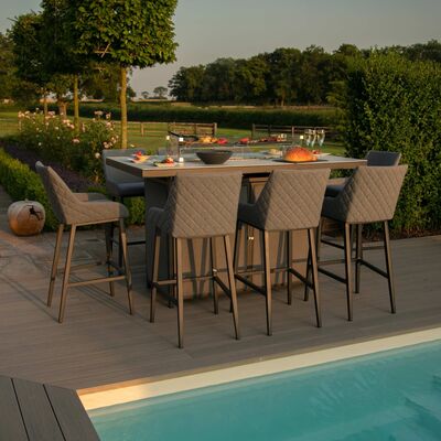 Maze - Outdoor Fabric Regal 8 Seat Rectangular Bar Set with Fire Pit Table - Flanelle product image