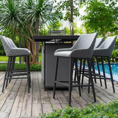 Maze - Outdoor Fabric Regal 8 Seat Rectangular Bar Set with Fire Pit Table - Flanelle product image