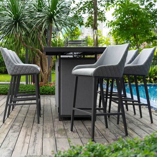 Maze - Outdoor Fabric Regal 8 Seat Rectangular Bar Set with Fire Pit Table - Flanelle product image