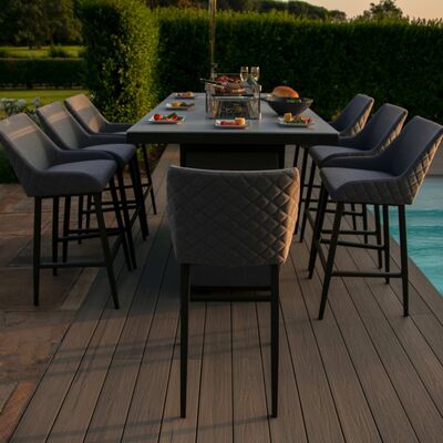 Maze - Outdoor Fabric Regal 8 Seat Rectangular Bar Set with Fire Pit Table - Flanelle product image