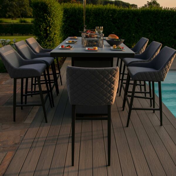 Maze - Outdoor Fabric Regal 8 Seat Rectangular Bar Set with Fire Pit Table - Flanelle product image