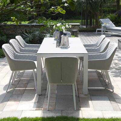 Maze - Outdoor Fabric Zest 8 Seat Rectangular Dining Set with Fire Pit Table - Lead Chine product image