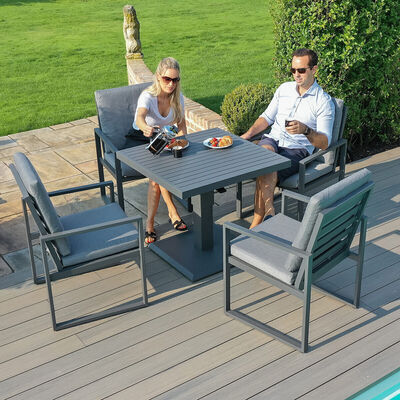 Maze - Amalfi 4 Seat Square Aluminium Dining Set with Rising Table - Grey  product image