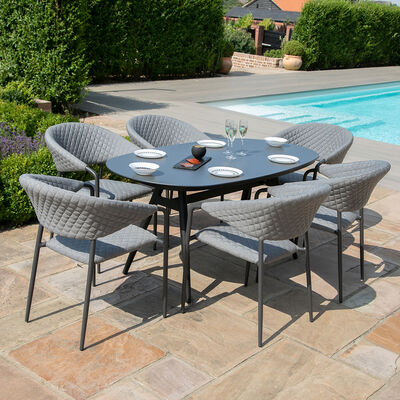 Maze - Outdoor Fabric Pebble 6 Seat Oval Dining Set - Flanelle product image