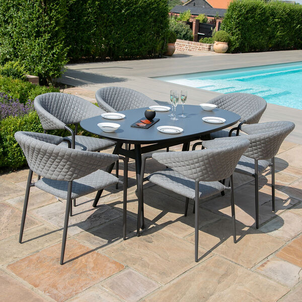 Maze - Outdoor Fabric Pebble 6 Seat Oval Dining Set - Flanelle product image