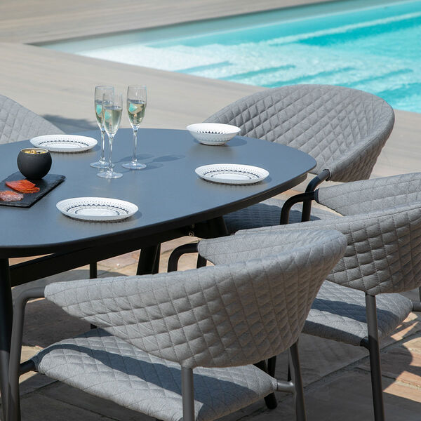 Maze - Outdoor Fabric Pebble 6 Seat Oval Dining Set - Flanelle product image