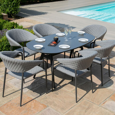 Maze - Outdoor Fabric Pebble 6 Seat Oval Dining Set - Flanelle product image