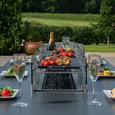 Maze - Outdoor Fabric Pulse Rectangular Corner Dining Set with Fire Pit Table - Charcoal product image