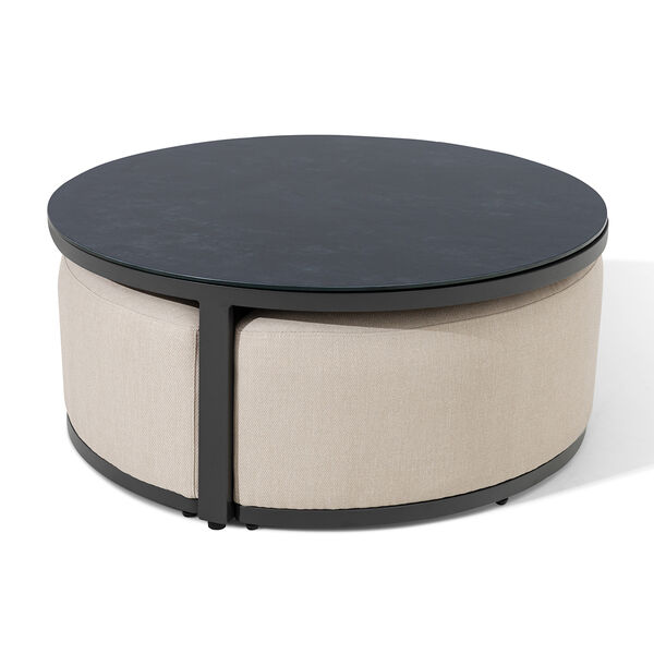 Maze - Outdoor Fabric Ibiza Medium Corner Sofa Set with Round Coffee Table & 3 Footstools - Oatmeal product image