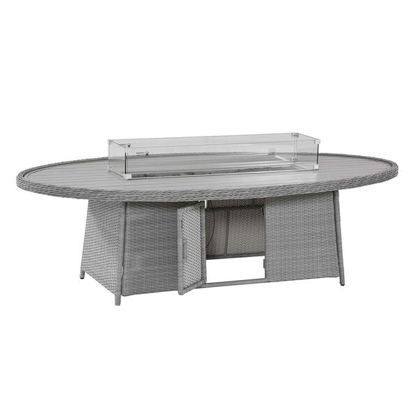 Maze - Ascot 8 Seat Oval Rattan Dining Set with Fire Pit Table & Weatherproof Cushions product image