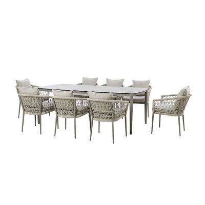 Maze - Monaco Rope Weave 8 Seat Rectangular Dining Set - Cool Linen product image
