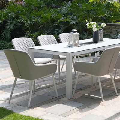 Maze - Outdoor Fabric Zest 8 Seat Rectangular Dining Set with Fire Pit Table - Lead Chine product image