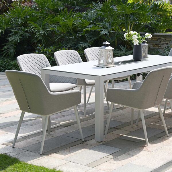 Maze - Outdoor Fabric Zest 8 Seat Rectangular Dining Set with Fire Pit Table - Lead Chine product image