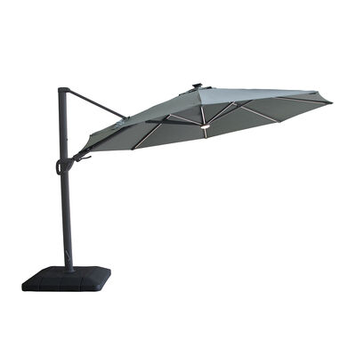 Maze - Aramis Solar LED 3.5m Round Rotating Cantilever Parasol with Base - Oil Green product image